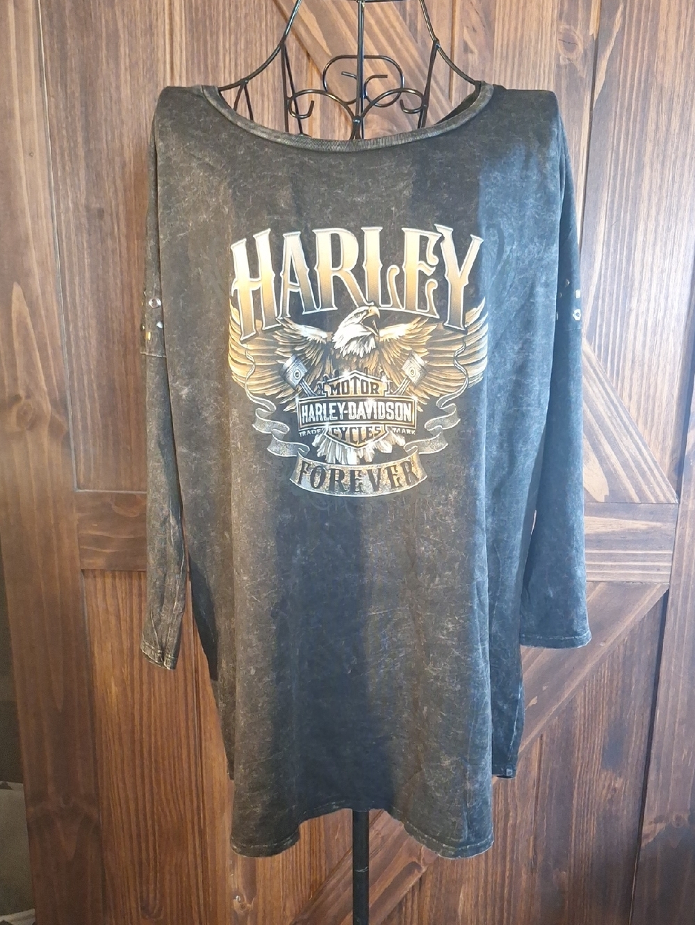 NWT Harley-Davidson Black Graphic 3/4 Sleeve Tee